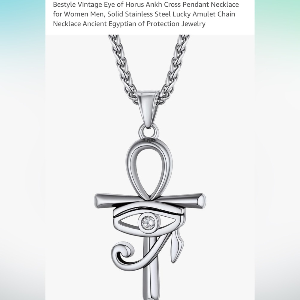 GORGEOUS STAINLESS STEAL EYE OF HORUS ANKH